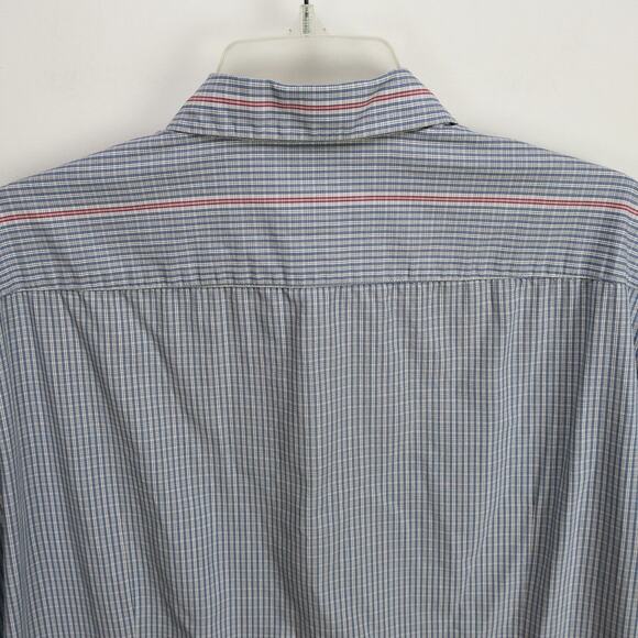 Hugo Boss Plaid Hidden Placket Shirt Men's XL Blue Cotton Button-Up Smart Casual - Picture 12 of 13